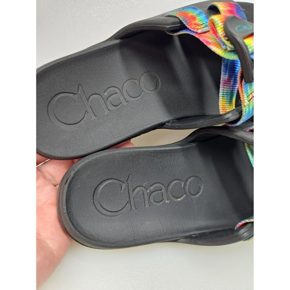 Chaco Kid's Chillos Slide Slip-On Sandals Rainbow Tie Dye Kids Unisex Size K3
